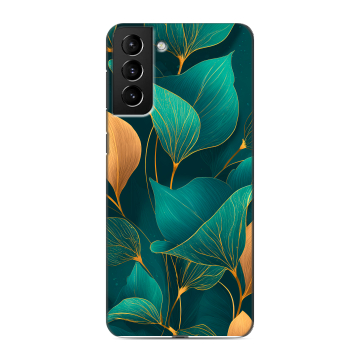 Силиконовый чехол на Samsung Galaxy S21 Plus с принтом Листья и золото Силиконовый чехол на Samsung Galaxy S21 Plus с принтом Листья и золото