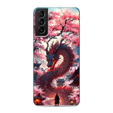 Силиконовый чехол на Samsung Galaxy S21 Plus с принтом Дракон Японский Силиконовый чехол на Samsung Galaxy S21 Plus с принтом Дракон Японский