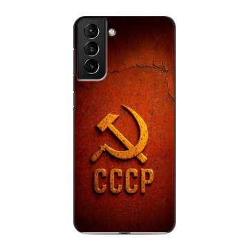 Силиконовый чехол на Samsung Galaxy S21 Plus с принтом Флаг Герб СССР