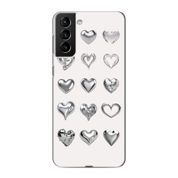 Силиконовый чехол на Samsung Galaxy S21 Plus с принтом Y2K сердечки Силиконовый чехол на Samsung Galaxy S21 Plus с принтом Y2K сердечки