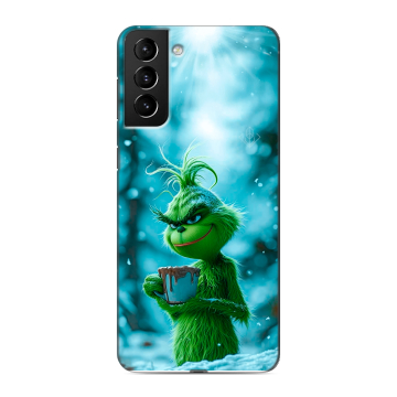 Силиконовый чехол на Samsung Galaxy S21 Plus с принтом Новый год гринч Силиконовый чехол на Samsung Galaxy S21 Plus с принтом Новый год гринч