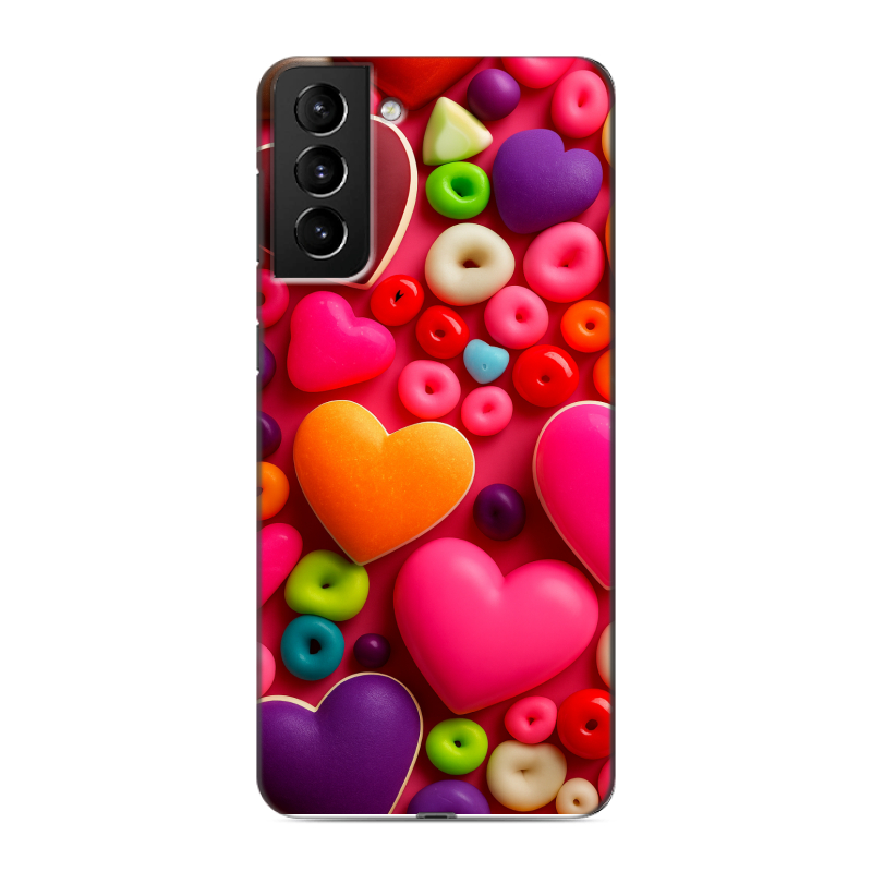 Силиконовый чехол на Samsung Galaxy S21 Plus с принтом Сердечки Силиконовый чехол на Samsung Galaxy S21 Plus с принтом Сердечки