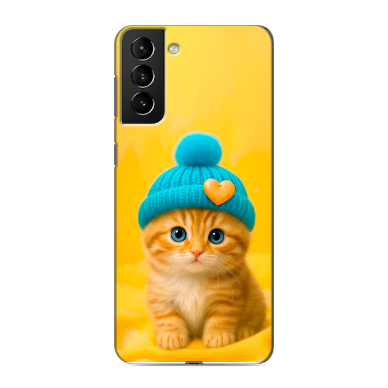 Силиконовый чехол на Samsung Galaxy S21 Plus с принтом Котенок в шапке Силиконовый чехол на Samsung Galaxy S21 Plus с принтом Котенок в шапке