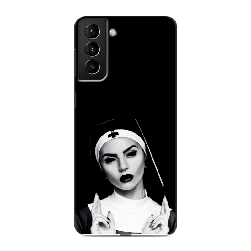 Силиконовый чехол на Samsung Galaxy S21 Plus с принтом монашка Силиконовый чехол на Samsung Galaxy S21 Plus с принтом монашка