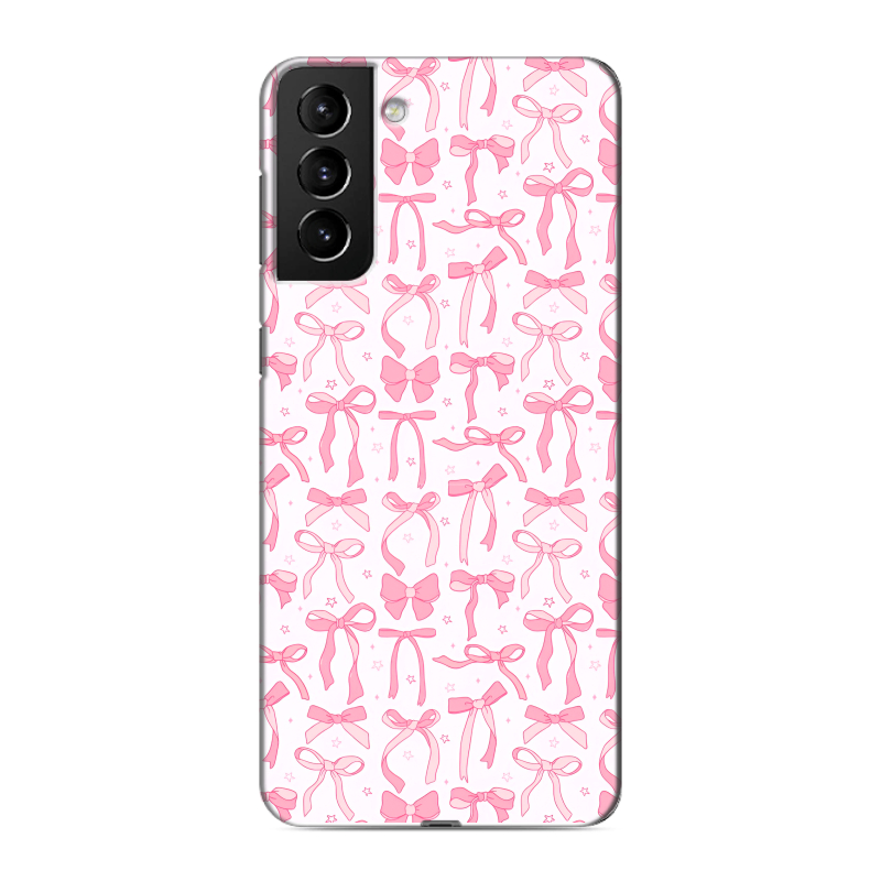 Силиконовый чехол на Samsung Galaxy S21 Plus с принтом Розовые бантики Силиконовый чехол на Samsung Galaxy S21 Plus с принтом Розовые бантики