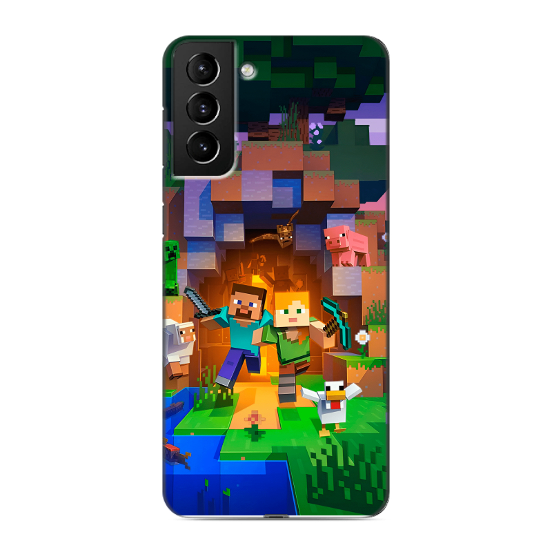 Силиконовый чехол на Samsung Galaxy S21 Plus с принтом Майнкрафт Minecraft Силиконовый чехол на Samsung Galaxy S21 Plus с принтом Майнкрафт Minecraft