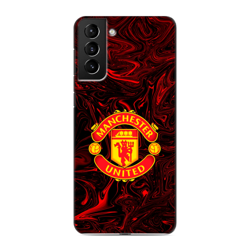 Силиконовый противоударный чехол на Samsung Galaxy S21 Plus с принтом Manchester United Силиконовый противоударный чехол на Samsung Galaxy S21 Plus с принтом Manchester United