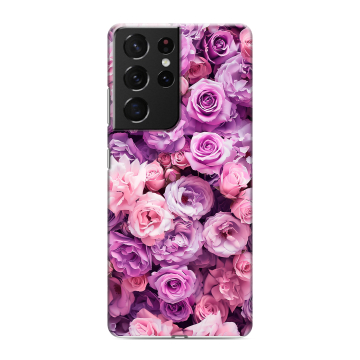 Силиконовый чехол на Samsung Galaxy S21 Ultra с принтом лавандовые розы