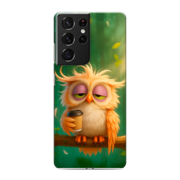 Силиконовый чехол на Samsung Galaxy S21 Ultra с принтом сова Силиконовый чехол на Samsung Galaxy S21 Ultra с принтом сова