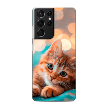 Силиконовый чехол на Samsung Galaxy S21 Ultra с принтом котик Силиконовый чехол на Samsung Galaxy S21 Ultra с принтом котик