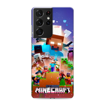 Силиконовый чехол на Samsung Galaxy S21 Ultra с принтом Майнкрафт Minecraft