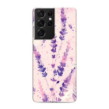 Силиконовый чехол на Samsung Galaxy S21 Ultra с принтом цветы лаванда Силиконовый чехол на Samsung Galaxy S21 Ultra с принтом цветы лаванда