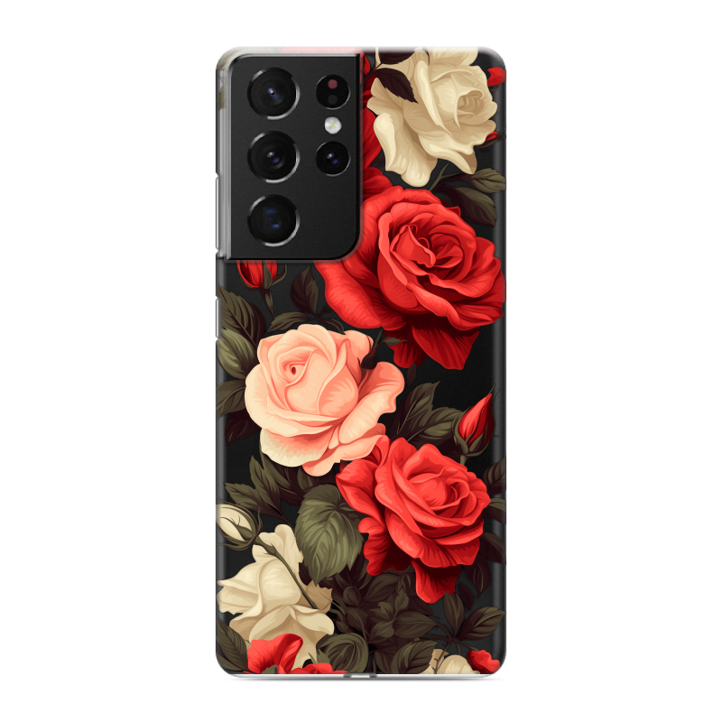 Силиконовый чехол на Samsung Galaxy S21 Ultra с принтом Розы Силиконовый чехол на Samsung Galaxy S21 Ultra с принтом Розы