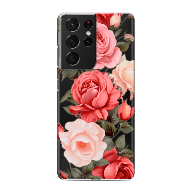 Силиконовый чехол на Samsung Galaxy S21 Ultra с принтом Розы Силиконовый чехол на Samsung Galaxy S21 Ultra с принтом Розы