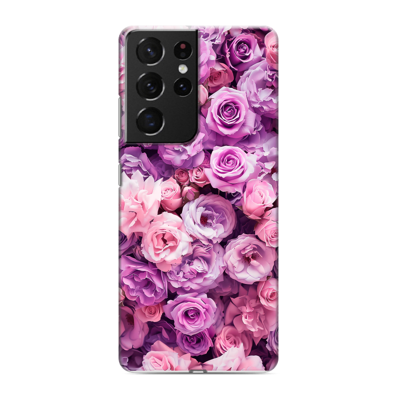 Силиконовый противоударный чехол на Samsung Galaxy S21 Ultra с принтом лавандовые розы Силиконовый противоударный чехол на Samsung Galaxy S21 Ultra с принтом лавандовые розы