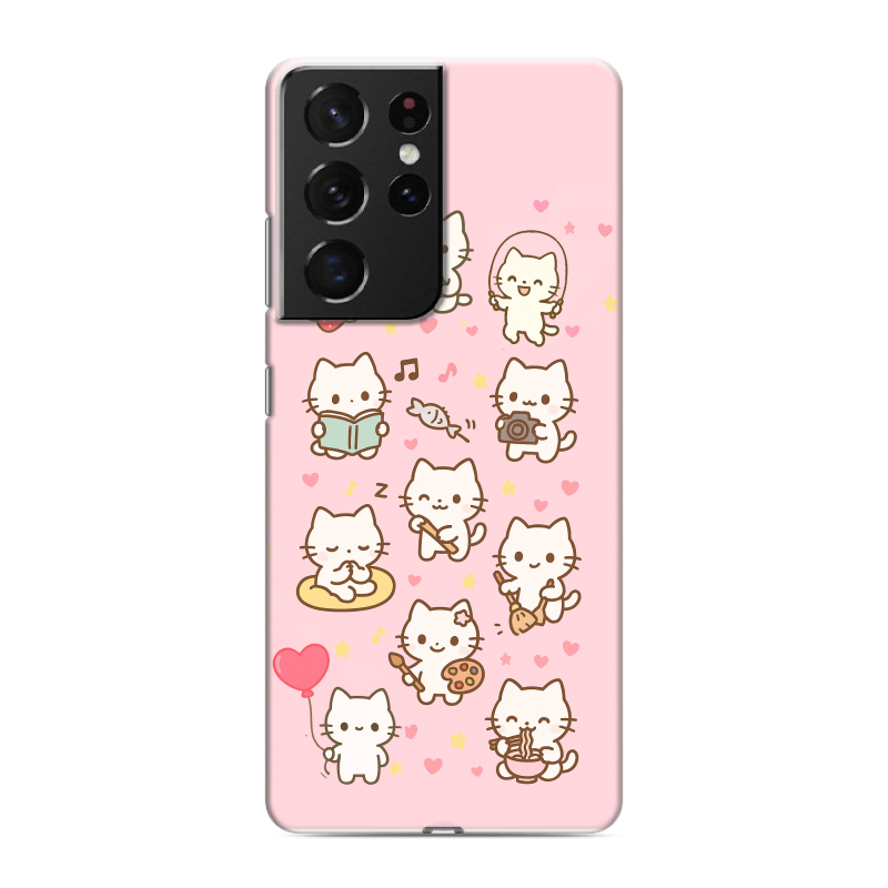 Пластиковый чехол на Samsung Galaxy S21 Ultra с принтом Hello Kitty Хелоу Кити Пластиковый чехол на Samsung Galaxy S21 Ultra с принтом Hello Kitty Хелоу Кити