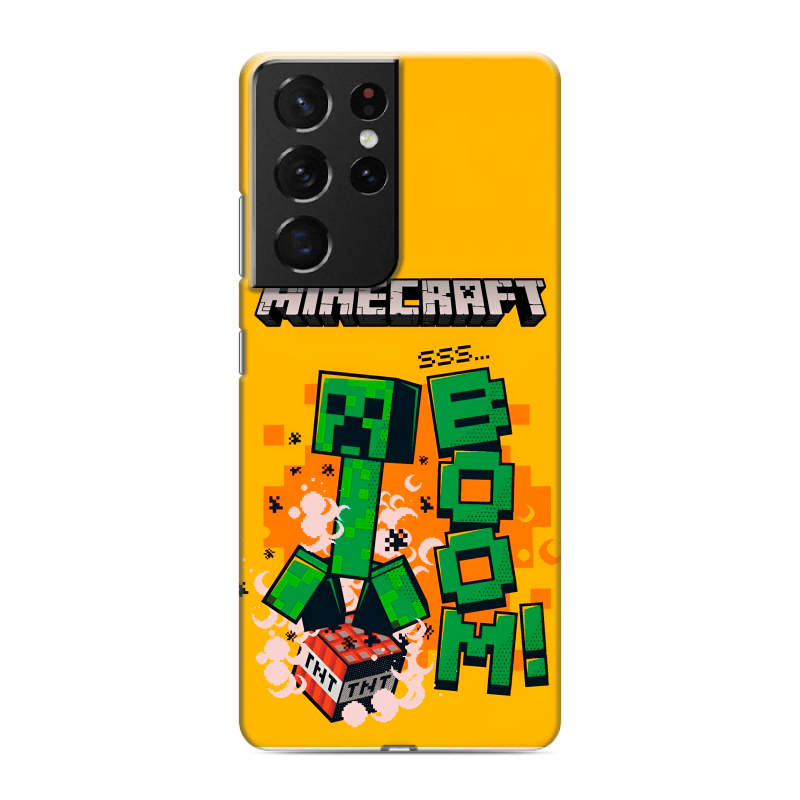 Силиконовый чехол на Samsung Galaxy S21 Ultra с принтом Майнкрафт Minecraft Силиконовый чехол на Samsung Galaxy S21 Ultra с принтом Майнкрафт Minecraft