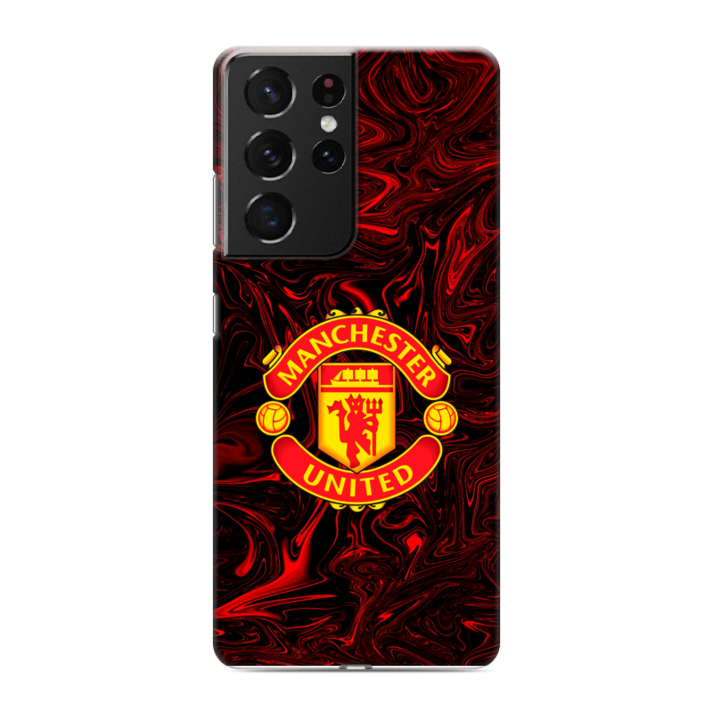 Пластиковый чехол на Samsung Galaxy S21 Ultra с принтом Manchester United Пластиковый чехол на Samsung Galaxy S21 Ultra с принтом Manchester United