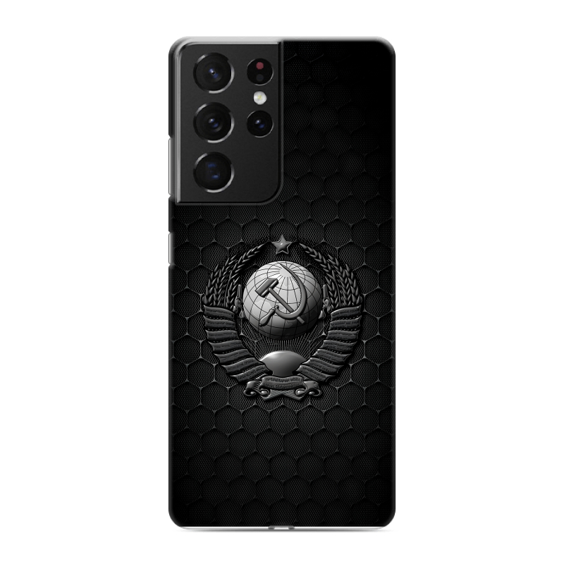 Пластиковый чехол на Samsung Galaxy S21 Ultra с принтом Герб Флаг СССР Пластиковый чехол на Samsung Galaxy S21 Ultra с принтом Герб Флаг СССР