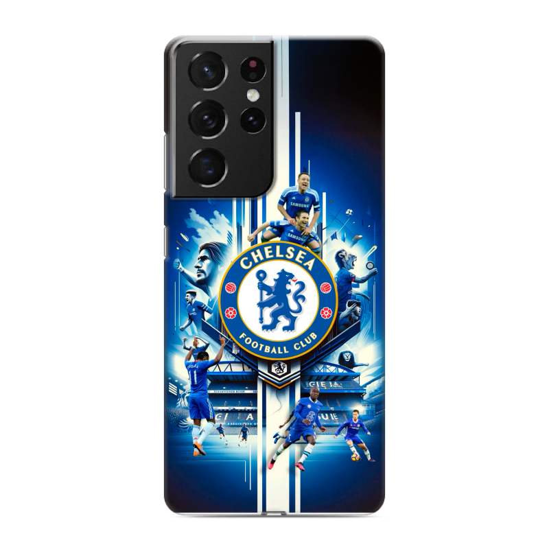 Пластиковый чехол на Samsung Galaxy S21 Ultra с принтом Chelsea Челси Пластиковый чехол на Samsung Galaxy S21 Ultra с принтом Chelsea Челси