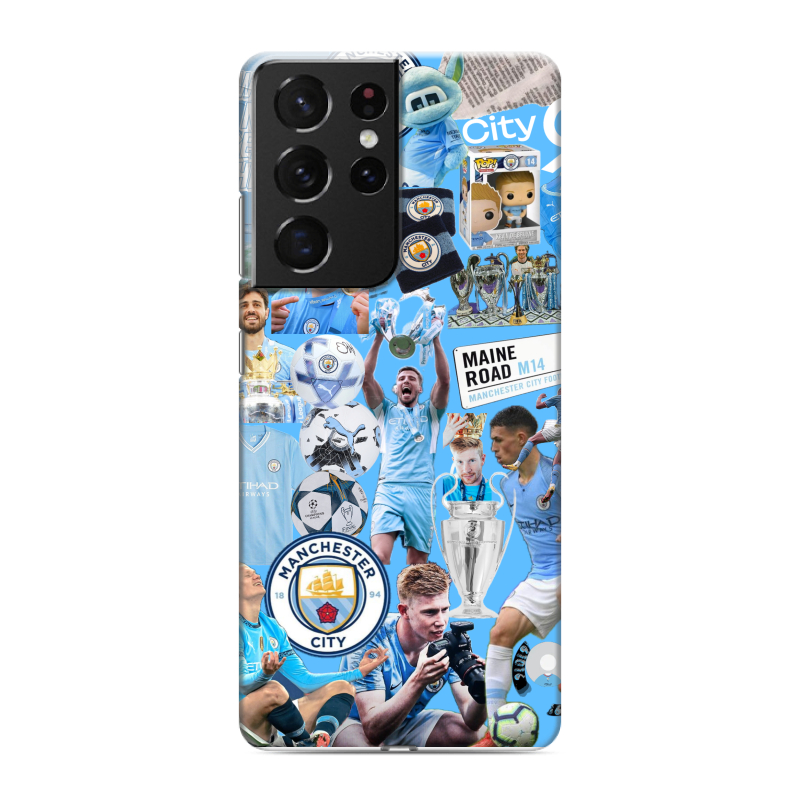 Силиконовый противоударный чехол на Samsung Galaxy S21 Ultra с принтом Man City Манчестер Сити Силиконовый противоударный чехол на Samsung Galaxy S21 Ultra с принтом Man City Манчестер Сити