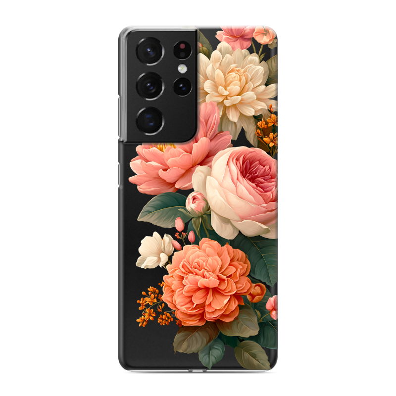 Силиконовый чехол на Samsung Galaxy S21 Ultra с принтом цветы Силиконовый чехол на Samsung Galaxy S21 Ultra с принтом цветы