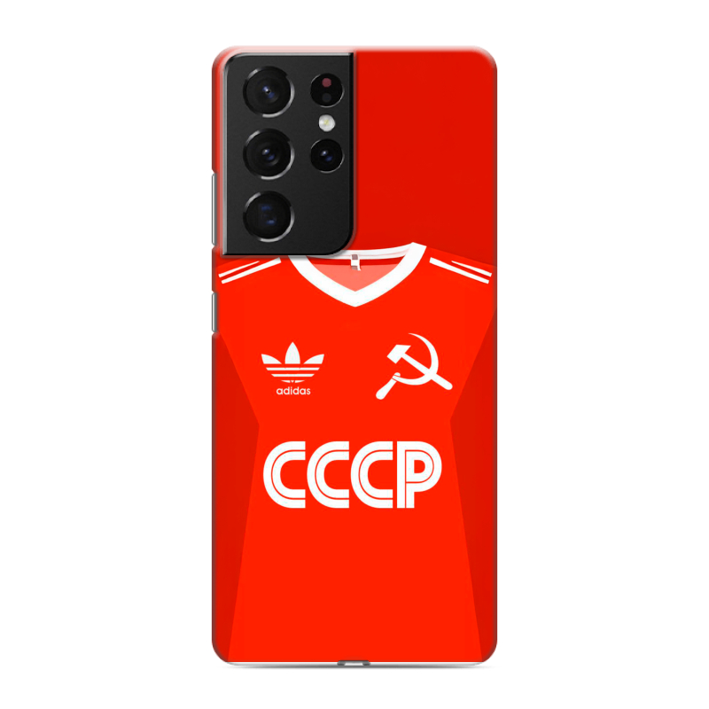 Силиконовый противоударный чехол на Samsung Galaxy S21 Ultra с принтом Флаг Герб СССР Силиконовый противоударный чехол на Samsung Galaxy S21 Ultra с принтом Флаг Герб СССР