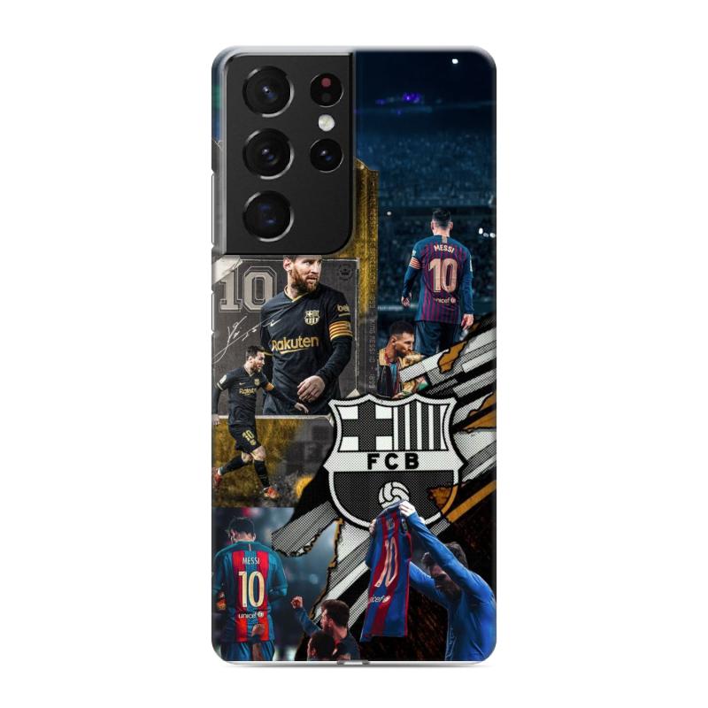 Силиконовый чехол на Samsung Galaxy S21 Ultra с принтом Messi Barcelona Силиконовый чехол на Samsung Galaxy S21 Ultra с принтом Messi Barcelona