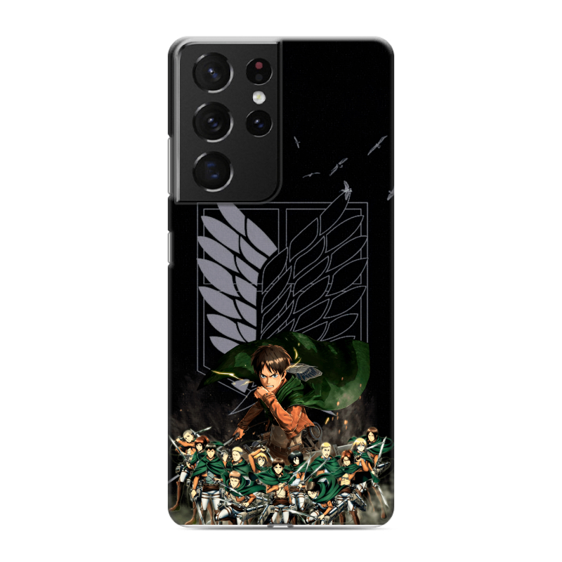 Пластиковый чехол на Samsung Galaxy S21 Ultra с принтом Атака титанов Пластиковый чехол на Samsung Galaxy S21 Ultra с принтом Атака титанов