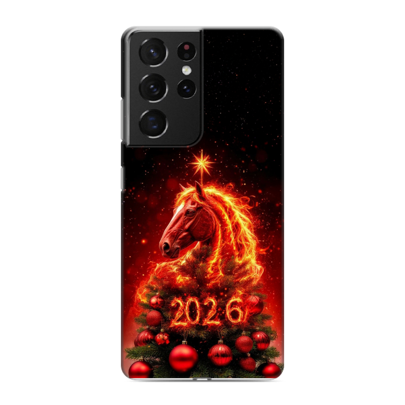 Силиконовый противоударный чехол на Samsung Galaxy S21 Ultra с принтом Новый год Силиконовый противоударный чехол на Samsung Galaxy S21 Ultra с принтом Новый год