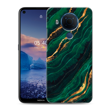 Силиконовый чехол на Nokia 5.4 с принтом Мрамор зеленое золото Силиконовый чехол на Nokia 5.4 с принтом Мрамор зеленое золото