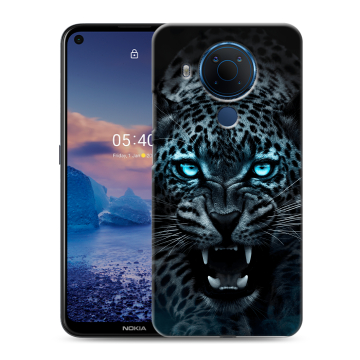 Силиконовый чехол на Nokia 5.4 с принтом Темный леопард Силиконовый чехол на Nokia 5.4 с принтом Темный леопард