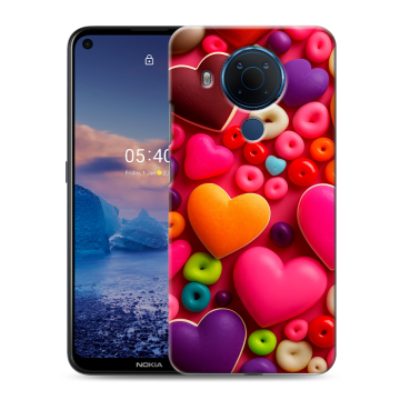 Силиконовый чехол на Nokia 5.4 с принтом Сердечки Силиконовый чехол на Nokia 5.4 с принтом Сердечки