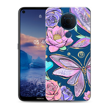 Силиконовый чехол на Nokia 5.4 с принтом Бабочки и цветы Силиконовый чехол на Nokia 5.4 с принтом Бабочки и цветы