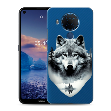 Силиконовый чехол на Nokia 5.4 с принтом Волк в лесу Силиконовый чехол на Nokia 5.4 с принтом Волк в лесу