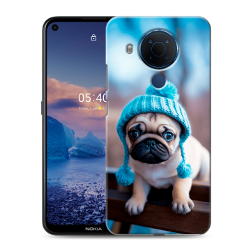 Силиконовый чехол на Nokia 5.4 с принтом Мопс в шапке Силиконовый чехол на Nokia 5.4 с принтом Мопс в шапке
