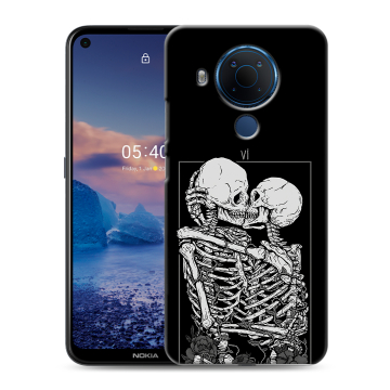 Силиконовый чехол на Nokia 5.4 с принтом Поцелуй скелетов Силиконовый чехол на Nokia 5.4 с принтом Поцелуй скелетов
