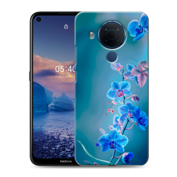 Силиконовый чехол на Nokia 5.4 с принтом Голубые цветы Силиконовый чехол на Nokia 5.4 с принтом Голубые цветы
