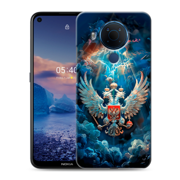 Силиконовый чехол на Nokia 5.4 с принтом Герб флаг России Силиконовый чехол на Nokia 5.4 с принтом Герб флаг России