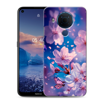 Силиконовый чехол на Nokia 5.4 с принтом цветы бабочки Силиконовый чехол на Nokia 5.4 с принтом цветы бабочки