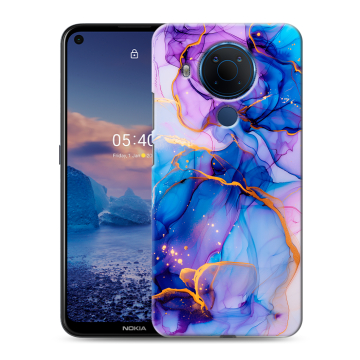Силиконовый чехол на Nokia 5.4 с принтом синий мрамор Силиконовый чехол на Nokia 5.4 с принтом синий мрамор