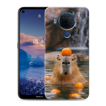 Силиконовый чехол на Nokia 5.4 с принтом Капибара с апельсином Силиконовый чехол на Nokia 5.4 с принтом Капибара с апельсином