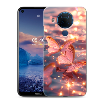 Силиконовый чехол на Nokia 5.4 с принтом бабочки розовые Силиконовый чехол на Nokia 5.4 с принтом бабочки розовые