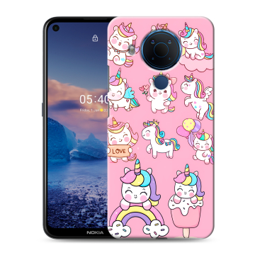 Силиконовый чехол на Nokia 5.4 с принтом Единороги и радуга Силиконовый чехол на Nokia 5.4 с принтом Единороги и радуга
