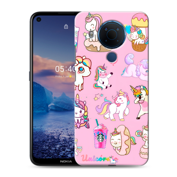 Силиконовый чехол на Nokia 5.4 с принтом розовые единороги Силиконовый чехол на Nokia 5.4 с принтом розовые единороги