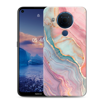 Силиконовый чехол на Nokia 5.4 с принтом розовый мрамор Силиконовый чехол на Nokia 5.4 с принтом розовый мрамор