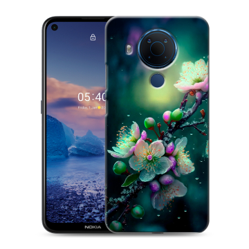 Силиконовый чехол на Nokia 5.4 с принтом Цветы и мрамор Силиконовый чехол на Nokia 5.4 с принтом Цветы и мрамор