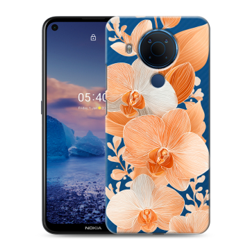 Силиконовый чехол на Nokia 5.4 с принтом Бежевые цветы