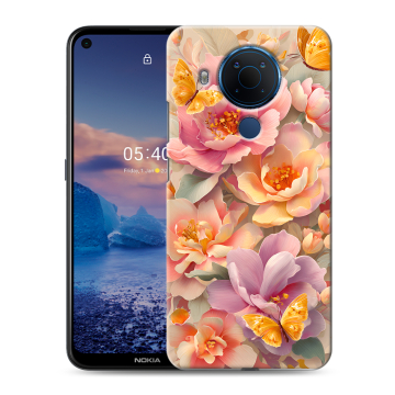 Силиконовый чехол на Nokia 5.4 с принтом Цветы и бабочки