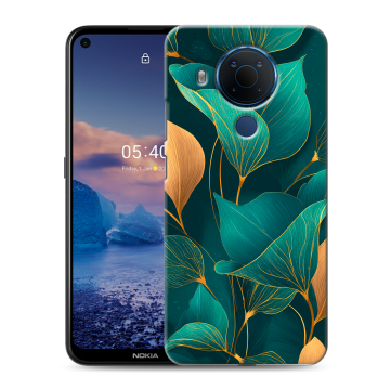 Силиконовый чехол на Nokia 5.4 с принтом Листья и золото